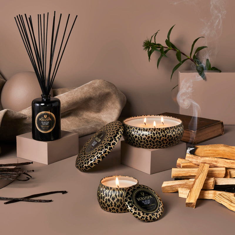 SUEDE NOIR 3 WICK TIN CANDLE 12oz.