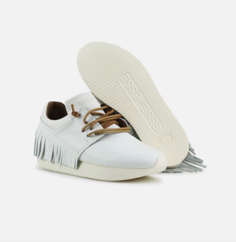 LEATHER FRINGE SNEAKER - WHITE