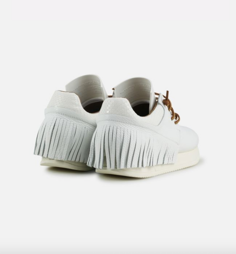 LEATHER FRINGE SNEAKER - WHITE