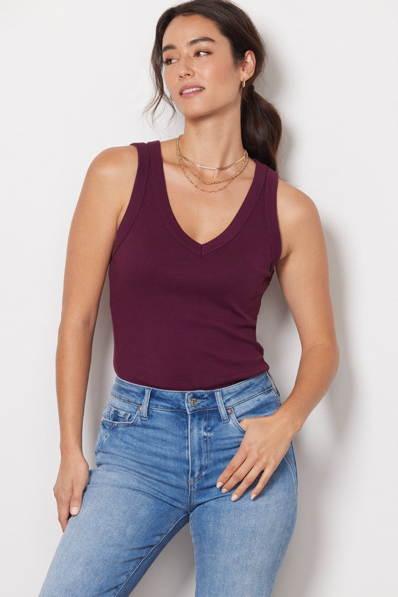 MAYA V-NECK TANK - PLUM