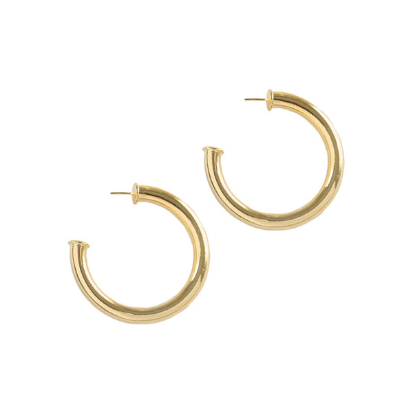 SHANNON MED POLISHED HOOP EARRINGS - GOLD