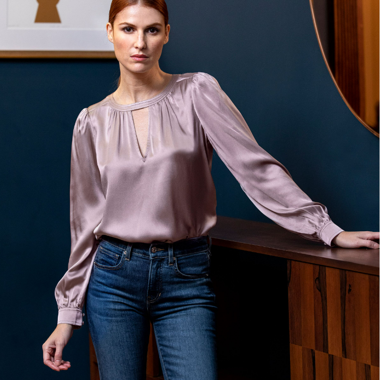 GO DOUBLE DOWN BLOUSE - BLUSH