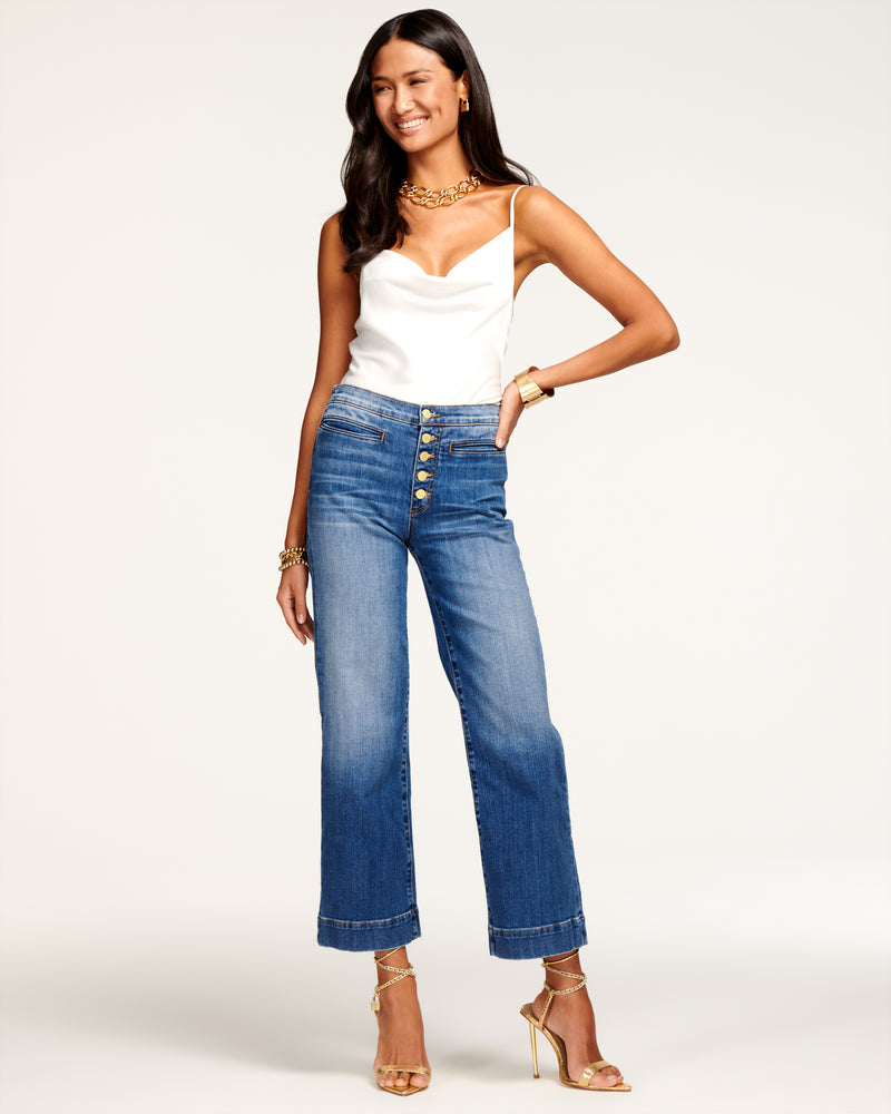 ANGELA CROPPED WIDE LEG DENIM - AGED WASH