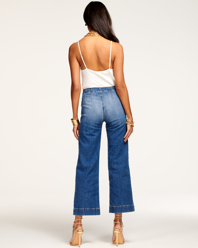 ANGELA CROPPED WIDE LEG DENIM - AGED WASH