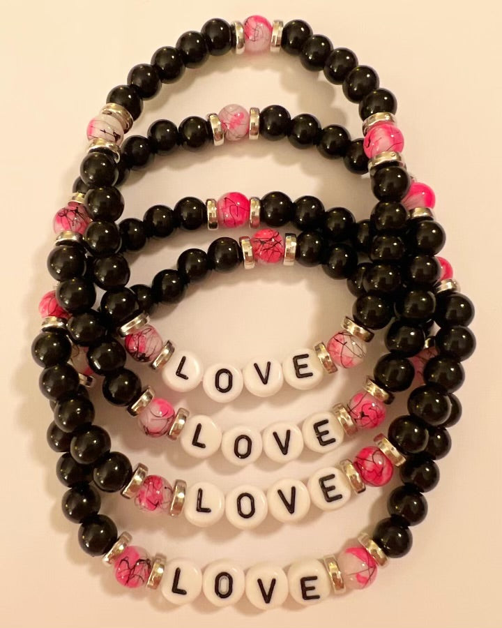 BRACELETS WITH LOVE NJ - BLACK/PINK/MULTI - LOVE