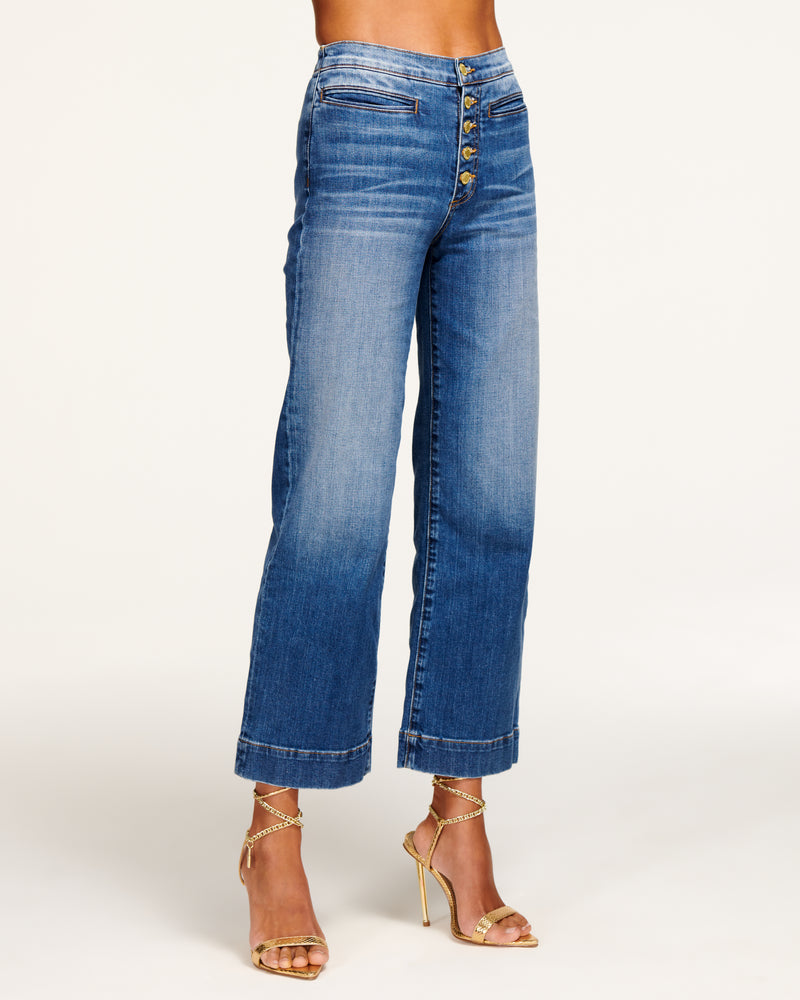 ANGELA CROPPED WIDE LEG DENIM - AGED WASH