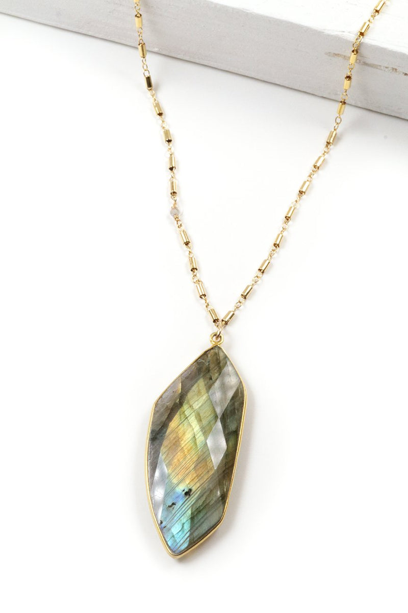 LARGE PALM LABRADORITE NECKLACE