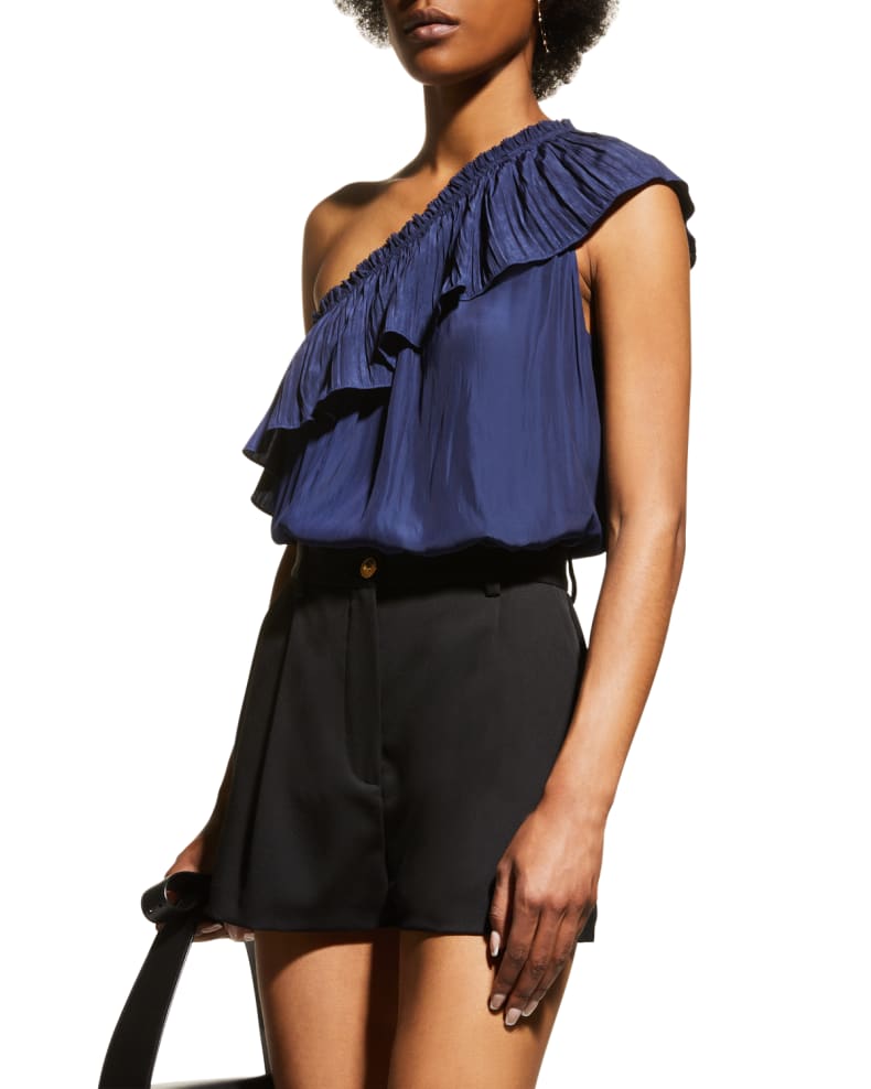ROSE ONE SHOULDER TOP - SPRING NAVY