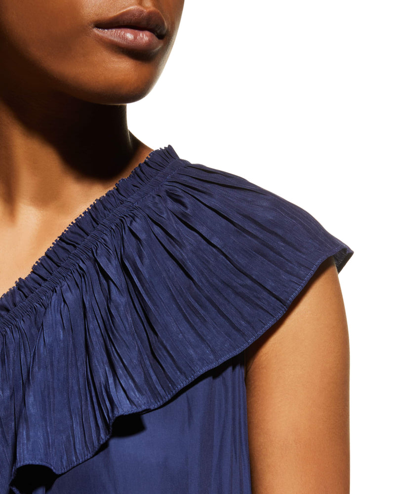 ROSE ONE SHOULDER TOP - SPRING NAVY