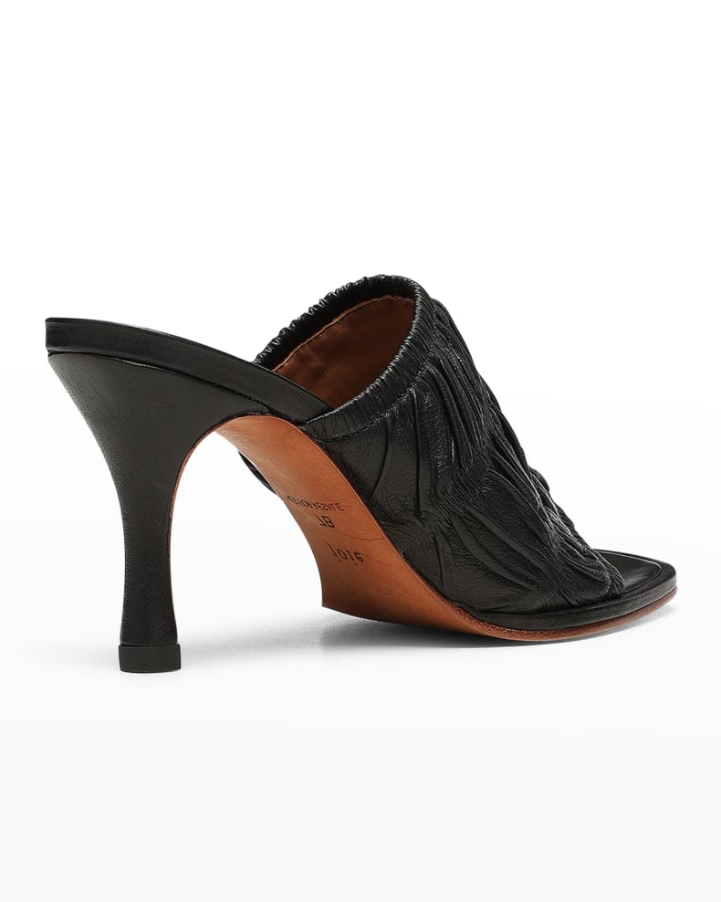 LISA RUCHED LEATHER MULE SANDAL