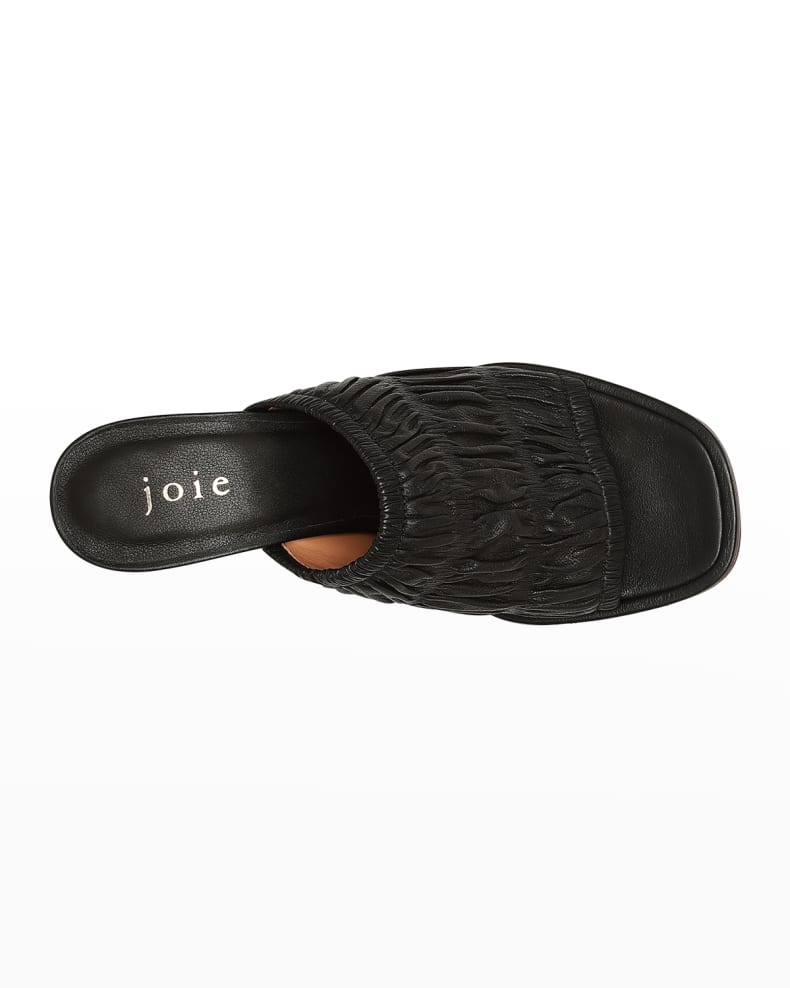 LISA RUCHED LEATHER MULE SANDAL