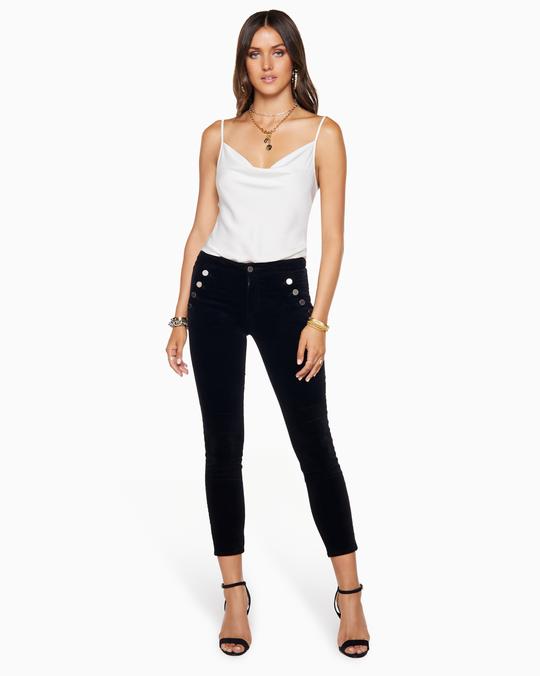 HELENA HIGH-RISE VELVET SKINNY - BLACK