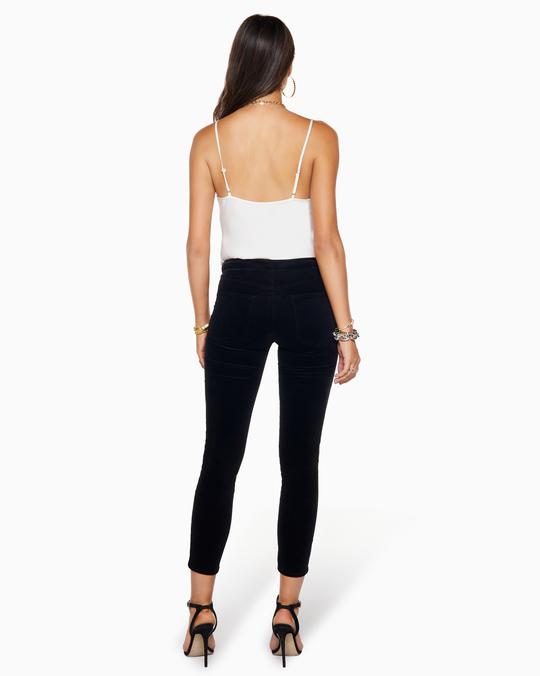 HELENA HIGH-RISE VELVET SKINNY - BLACK