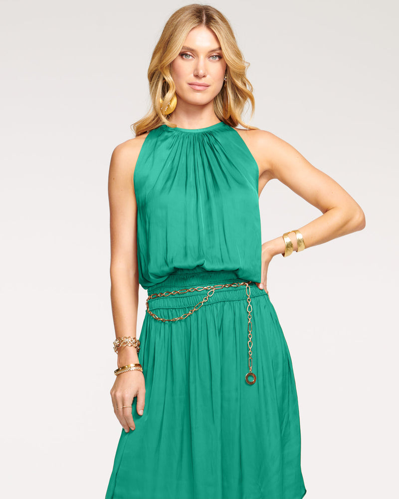 SHINY AUDREY DRESS - JEWEL GREEN