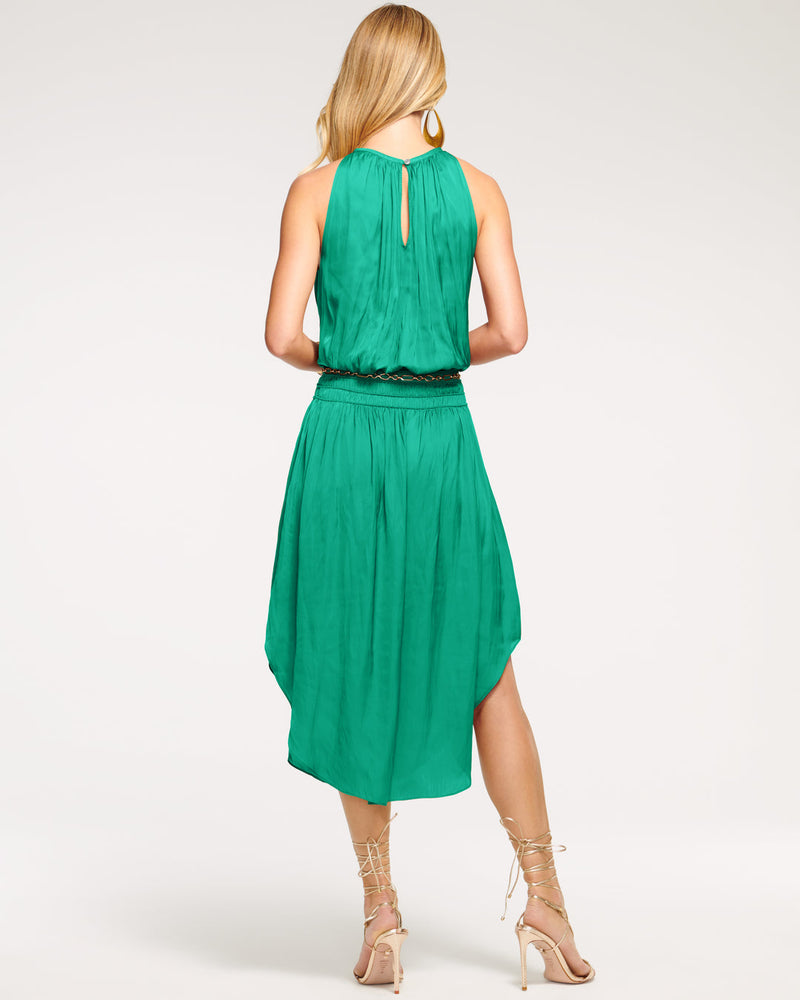 SHINY AUDREY DRESS - JEWEL GREEN