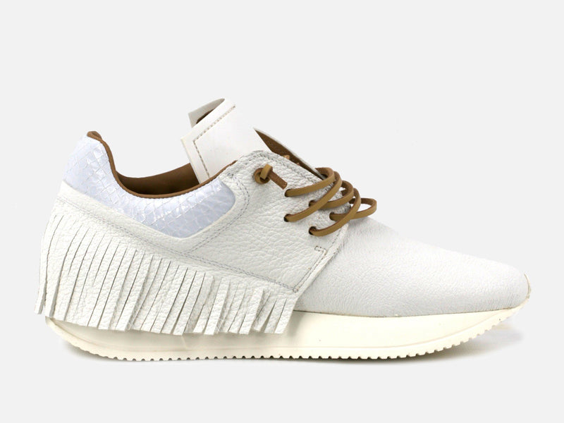 LEATHER FRINGE SNEAKER - WHITE