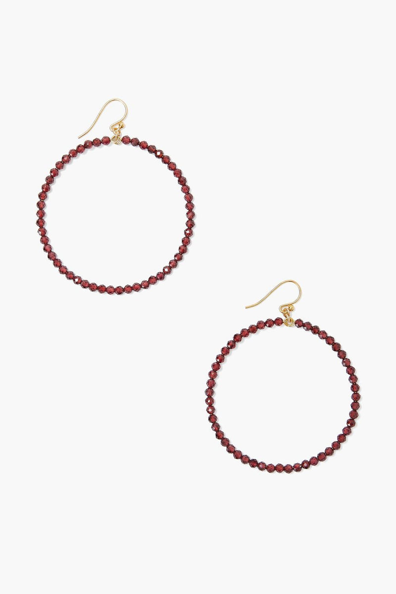 GRAND GARNET HOOP EARRINGS