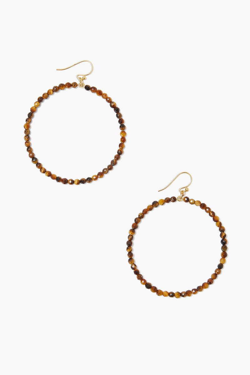 GRAND TIGER'S EYE HOOP EARRINGS