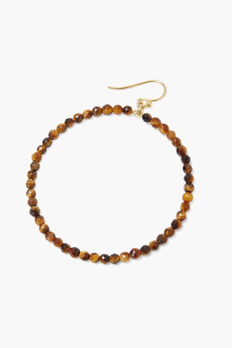 GRAND TIGER'S EYE HOOP EARRINGS