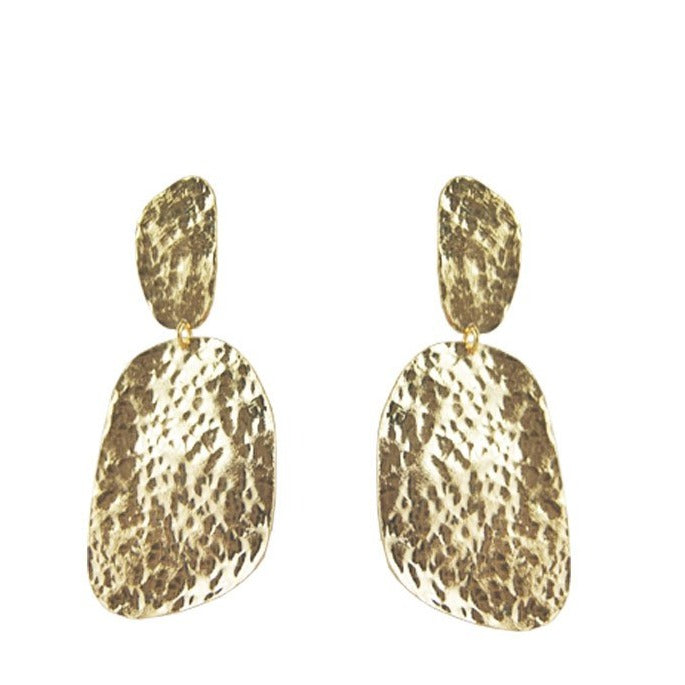CORALLY HAMMERED DOUBLE DROP EARRING