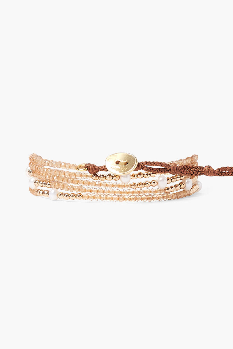 CITRINE MIX GOLD STEP NAKED WRAP BRACELET